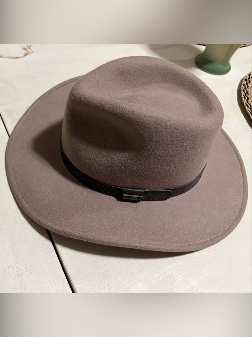 Pendleton Taupe Felt Fedora Hat with Black Band